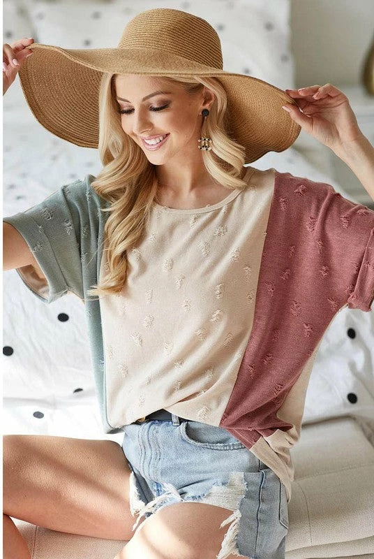 Bibi Taupe/Marsala/Sage Distressed Top New Arrivals 1 Bibi Taupe/Marsala/Sage Distressed Top New Arrivals