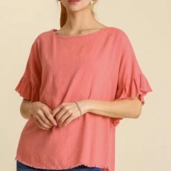 UMGEE New Arrivals Cantaloupe Linen Top