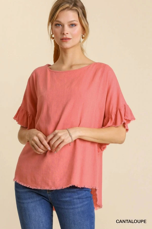 UMGEE New Arrivals Cantaloupe Linen Top 1 UMGEE New Arrivals Cantaloupe Linen Top