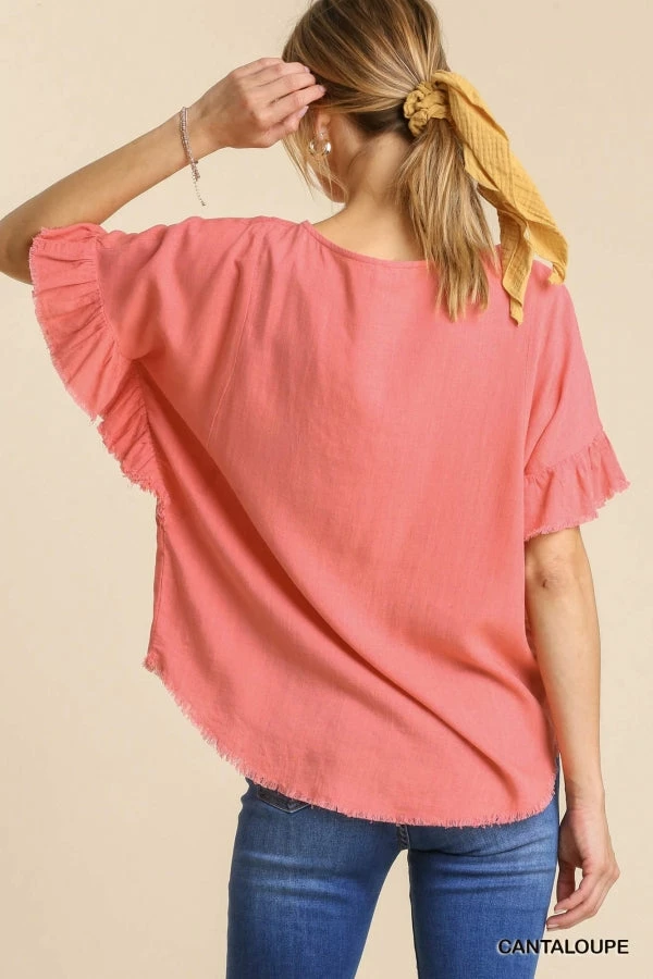 UMGEE New Arrivals Cantaloupe Linen Top 2 UMGEE New Arrivals Cantaloupe Linen Top