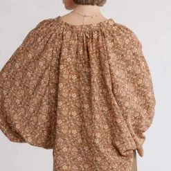 UMGEE Floral Print Balloon Sleeve Top Tops