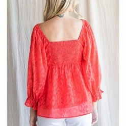 Jodifl Coral Leopard Babydoll Top New Arrivals