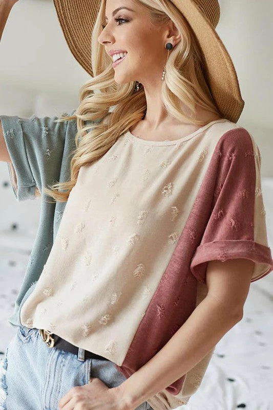 Bibi Taupe/Marsala/Sage Distressed Top New Arrivals 3 Bibi Taupe/Marsala/Sage Distressed Top New Arrivals