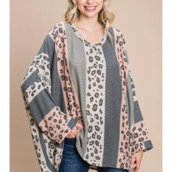Jodifl Charcoal Animal Print Oversized Top