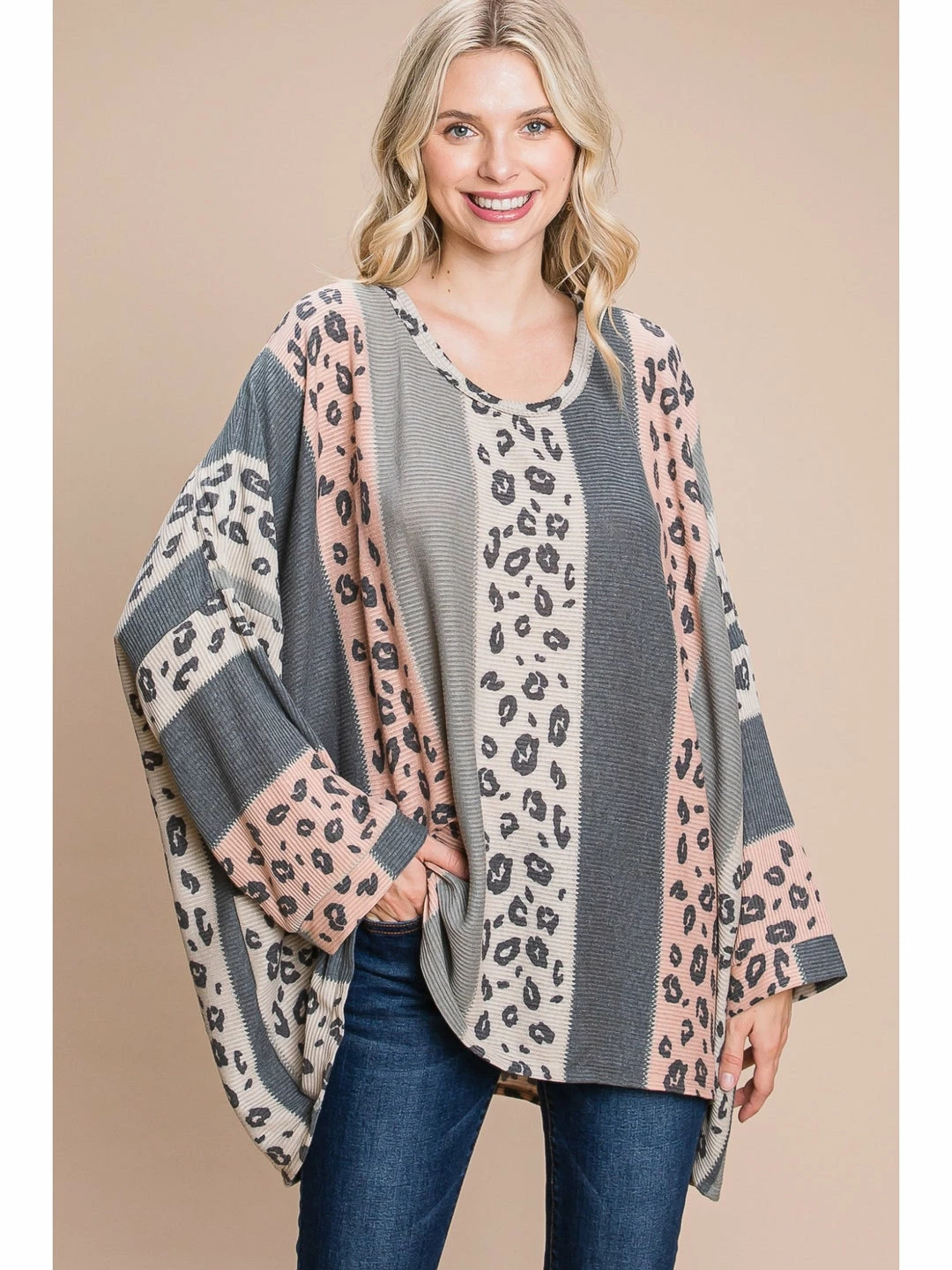 Jodifl Charcoal Animal Print Oversized Top 1 Jodifl Charcoal Animal Print Oversized Top