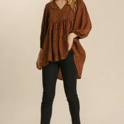 UMGEE Cinnamon Animal Print Babydoll Top