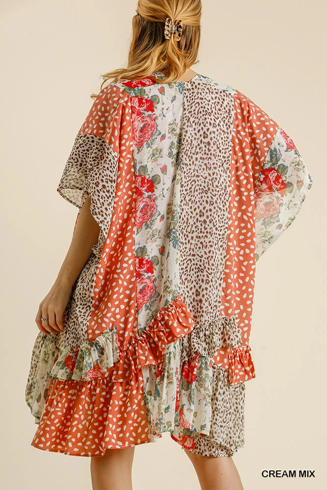 UMGEE Tops Cream Floral/Animal Print Kimono 3 UMGEE Tops Cream Floral/Animal Print Kimono