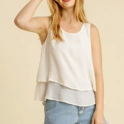 UMGEE New Arrivals Cream Layered Top