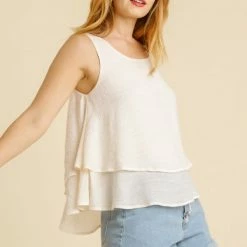 UMGEE New Arrivals Cream Layered Top