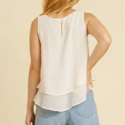 UMGEE New Arrivals Cream Layered Top