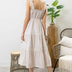 Blu Pepper New Arrivals Khaki Striped Midi Dress 5 Blu Pepper New Arrivals Khaki Striped Midi Dress