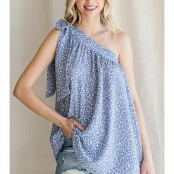 Jodifl New Arrivals Dusty Blue Leopard Top