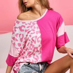 Bibi New Arrivals Fuchsia/Leopard Top