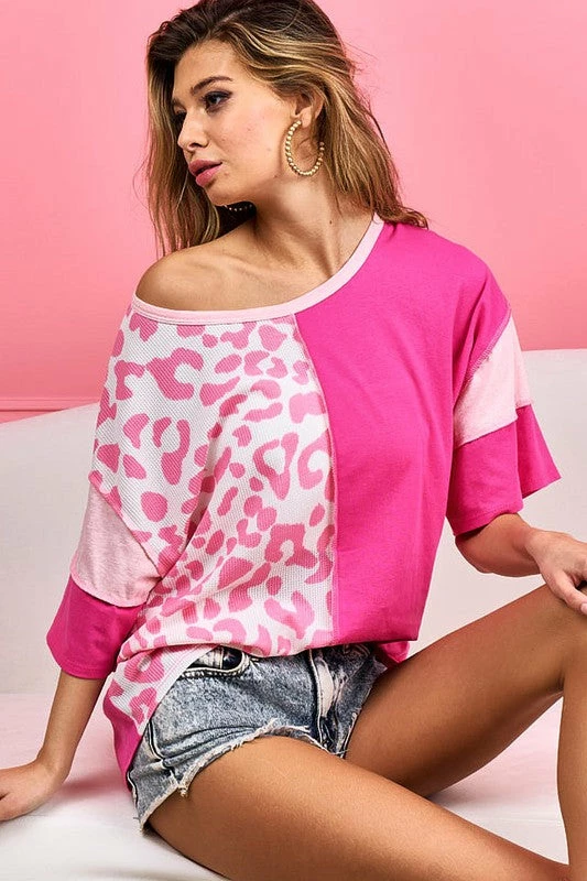 Bibi New Arrivals Fuchsia/Leopard Top 2 Bibi New Arrivals Fuchsia/Leopard Top