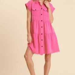 UMGEE New Arrivals Hot Pink Washed Dress