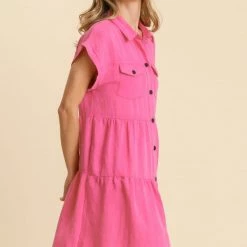 UMGEE New Arrivals Hot Pink Washed Dress