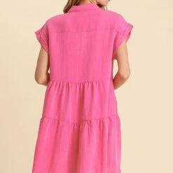UMGEE New Arrivals Hot Pink Washed Dress