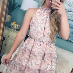 Lena Floral Halter Neck Dress