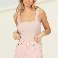 Hyfve Pastel Pink Ruffled Bodysuit New Arrivals