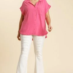 UMGEE Plus Size Hot Pink Dalmatian Top