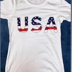 Teammates White USA Short Sleeve Tops