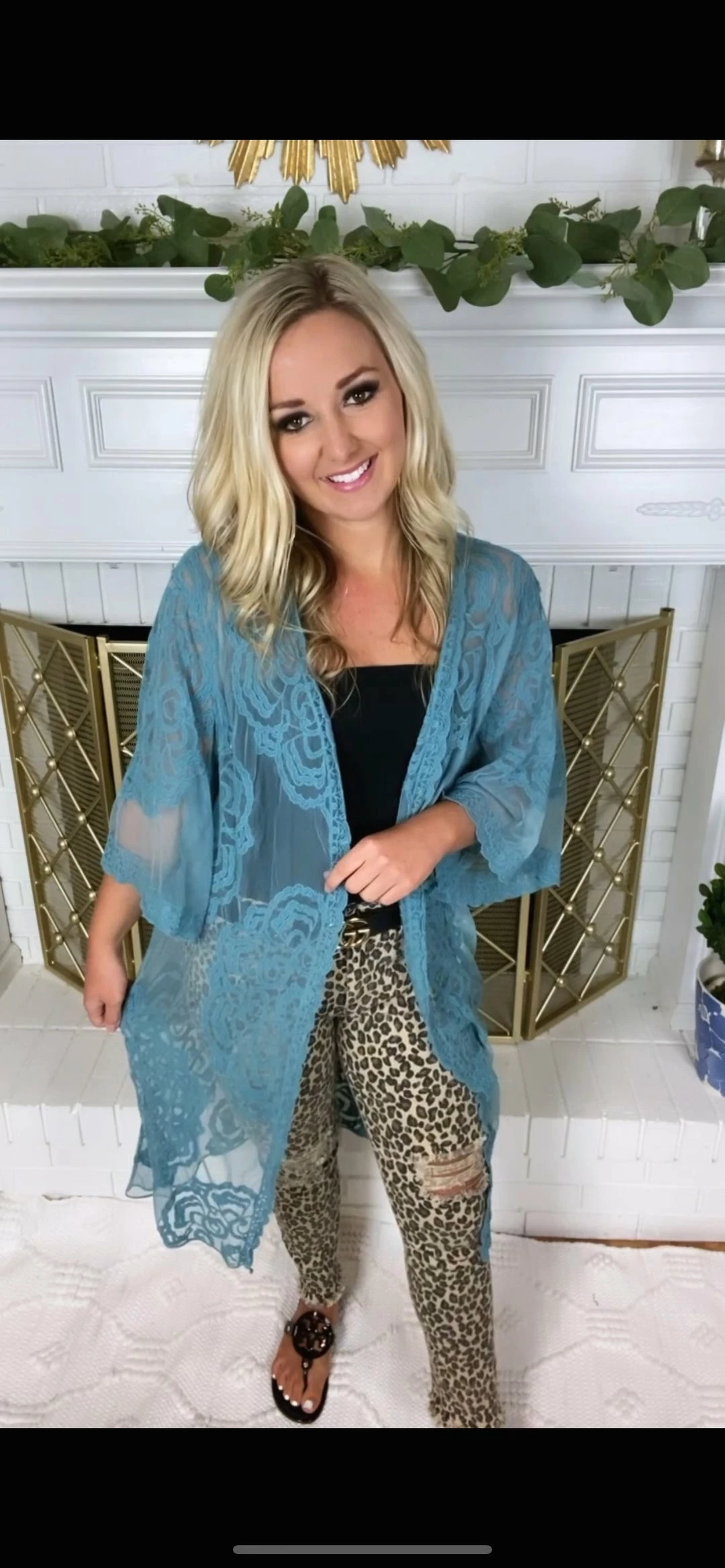 Hyfve Teal Lace Kimono Tops 1 Hyfve Teal Lace Kimono Tops