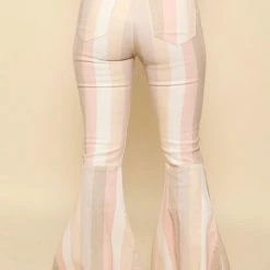 Peach Love Striped Flare Bell Bottom Pants