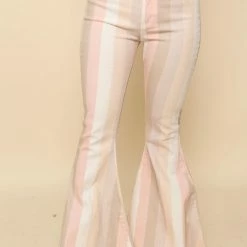 Peach Love Striped Flare Bell Bottom Pants
