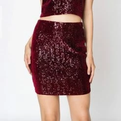 Hyfve Bottoms Wine Sequins Skirt