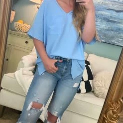 Bibi Sky Blue Oversized Top