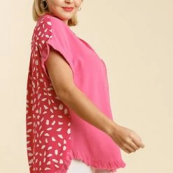UMGEE Plus Size Hot Pink Dalmatian Top