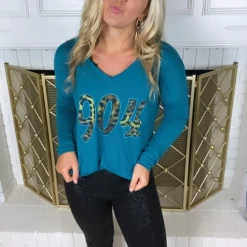 The Black Pearl Boutique 904 Teal V Neck Long Sleeve District 5 The Black Pearl Boutique 904 Teal V Neck Long Sleeve District