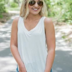 Hyfve White V Neck Tank Tops