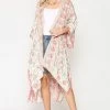 Gigio Blush Printed Fringe Kimono New Arrivals