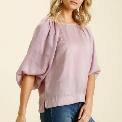 UMGEE Lavender Balloon Sleeve Top Final Sale