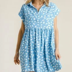 UMGEE New Arrivals Light Blue Dalmatian Dress