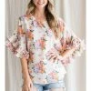 Jodifl New Arrivals Floral Ruffle Sleeve Top