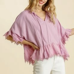 UMGEE Final Sale Lavender Linen V Neck Top 9 UMGEE Final Sale Lavender Linen V Neck Top