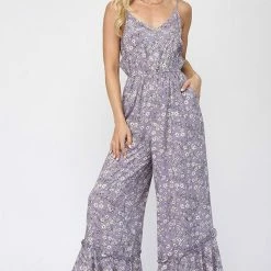 Gigio New Arrivals Lavender Floral Jumpsuit