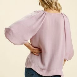 UMGEE Lavender Balloon Sleeve Top Final Sale