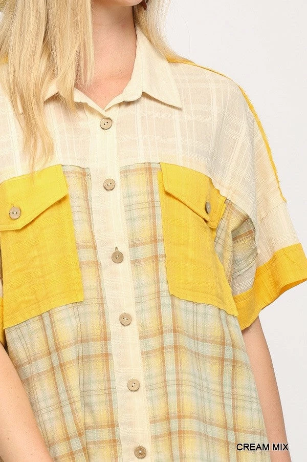 Gigio Cream/Yellow Button Down Top New Arrivals 2 Gigio Cream/Yellow Button Down Top New Arrivals