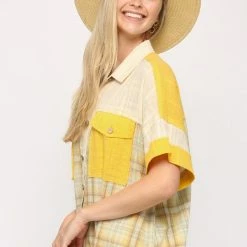 Gigio Cream/Yellow Button Down Top New Arrivals 6 Gigio Cream/Yellow Button Down Top New Arrivals