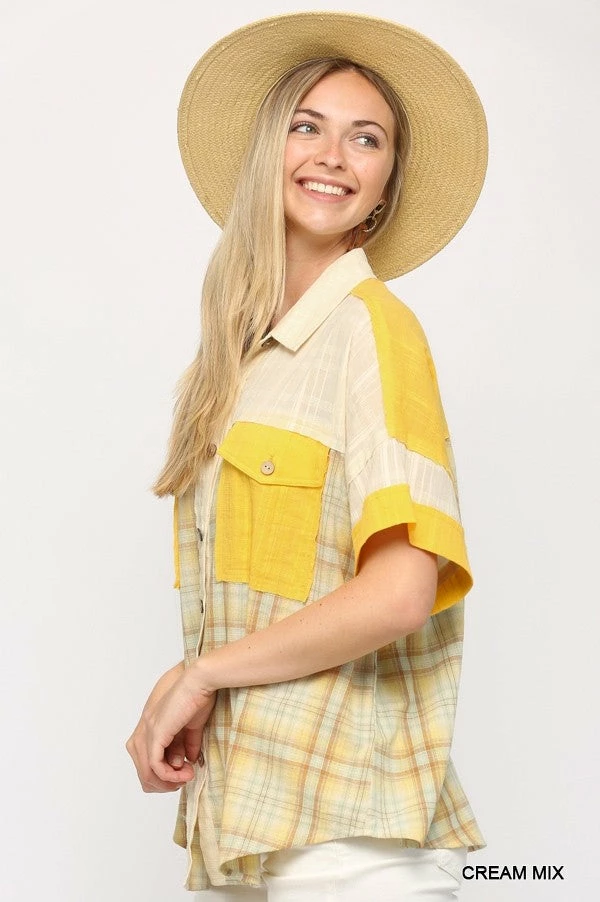 Gigio Cream/Yellow Button Down Top New Arrivals 3 Gigio Cream/Yellow Button Down Top New Arrivals