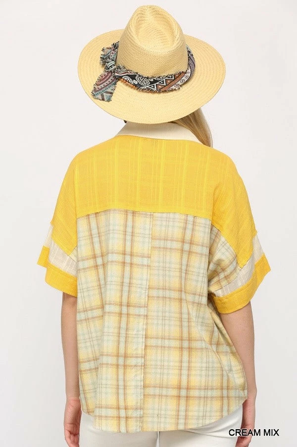 Gigio Cream/Yellow Button Down Top New Arrivals 4 Gigio Cream/Yellow Button Down Top New Arrivals