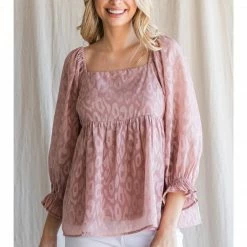 Jodifl Mauve Leopard Babydoll Top