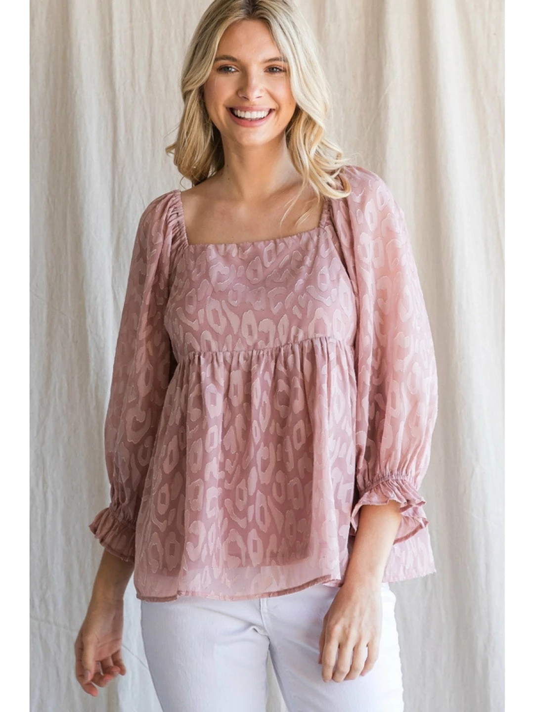 Jodifl Mauve Leopard Babydoll Top 1 Jodifl Mauve Leopard Babydoll Top