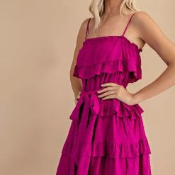 Glam Final Sale Magenta Ruffled Dress