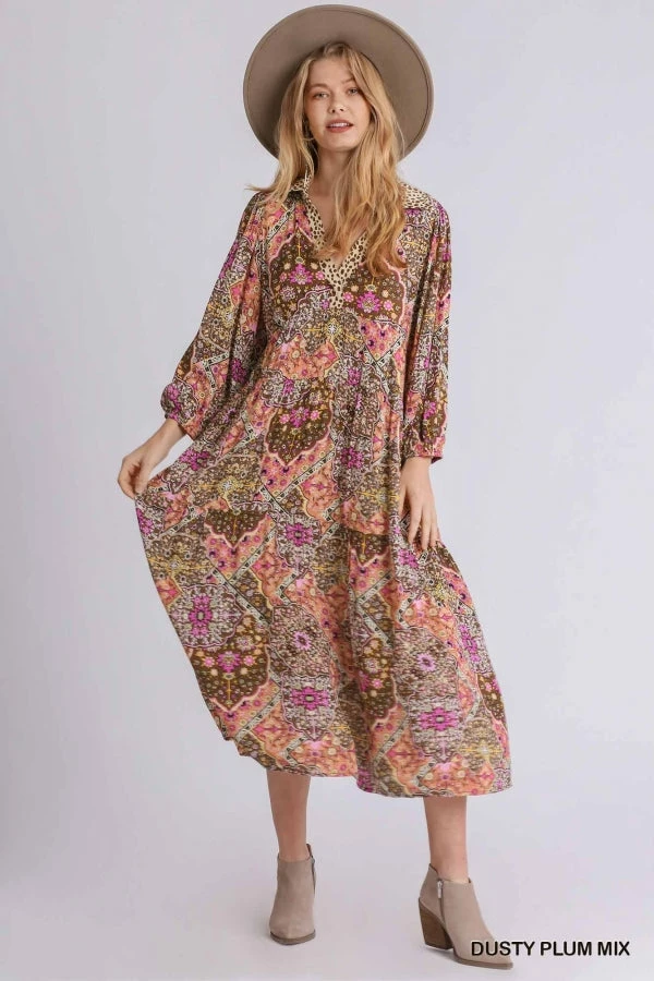 UMGEE Dresses Mixed Print Maxi Dress 2 UMGEE Dresses Mixed Print Maxi Dress
