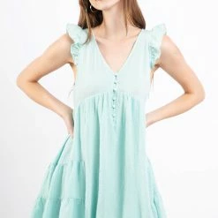 Very J New Arrivals Mint Tiered Dress