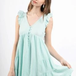Very J New Arrivals Mint Tiered Dress